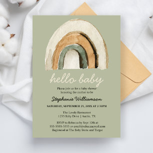 Hallo Baby Boho Regenboog Baby Shower Uitnodiging