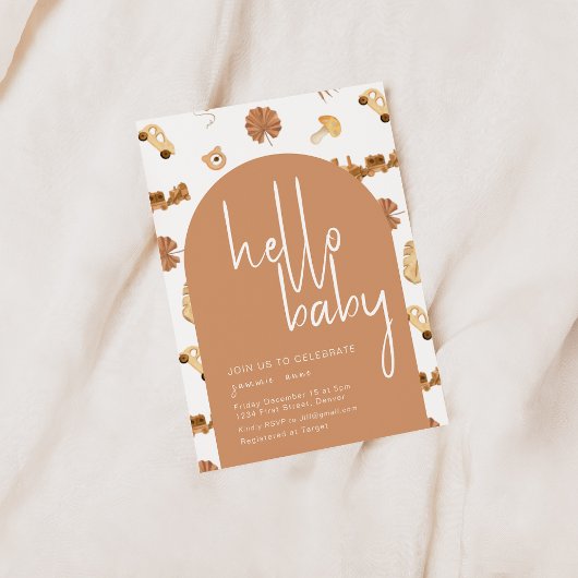 Hallo Baby Boho Style Baby shower Uitnodiging