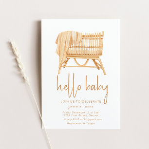 Hallo Baby Boho Thema Wieg Baby shower Uitnodigen Kaart