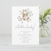 hallo Baby Boho Waterverf Baby shower Kaart (Staand voorkant)