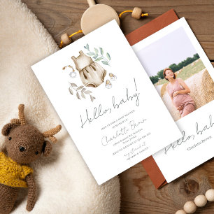 hallo Baby Boho Waterverf Baby shower Kaart