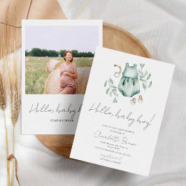 hallo Baby Boho Waterverf Boy Baby shower Kaart