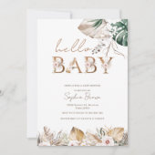 hallo Baby Boho Waterverf Floral Baby shower Kaart (Voorkant)
