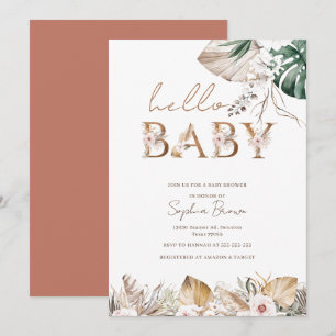 hallo Baby Boho Waterverf Floral Baby shower Kaart