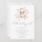 hallo Baby Boho Waterverf Girl Baby shower Kaart (Voorkant)