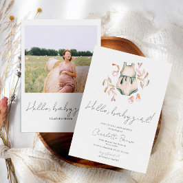 hallo Baby Boho Waterverf Girl Baby shower Kaart