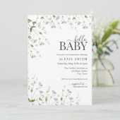 Hallo Baby Boho Wildflower Bloemen Baby shower Kaart (Staand voorkant)