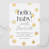 Hallo Baby Boho Zonnestraal Baby Shower Folie Uitnodiging (Voorkant)
