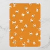 Hallo Baby Boho Zonnestraal Baby Shower Folie Uitnodiging (Achterkant)