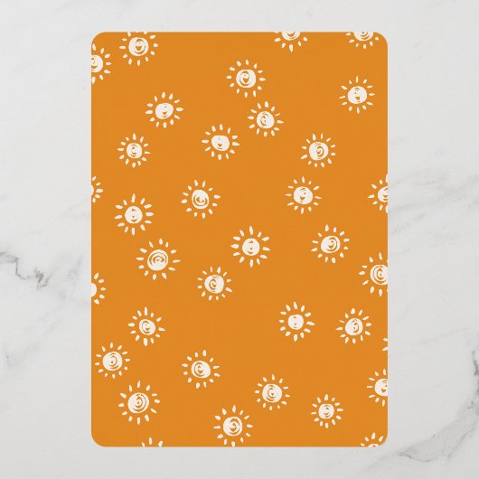 Hallo Baby Boho Zonnestraal Baby Shower Folie Uitnodiging (Achterkant)