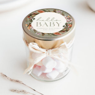 HALLO BABY   Botanische Boho Sage Favor Ronde Sticker