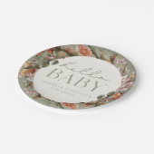 HALLO BABY | Botanische Boho Sage Papieren Bordje (Gekanteld)