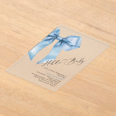 Hallo Baby Boy Blue bow Baby shower Acryl Uitnodigingen (Laagn)