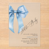 Hallo Baby Boy Blue bow Baby shower Acryl Uitnodigingen (Voorkant)