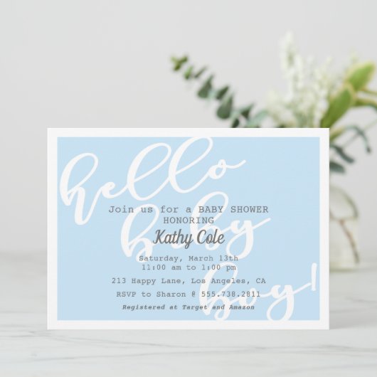 Hallo Baby Boy - Blue Modern Baby shower Kaart (Staand voorkant)