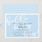 Hallo Baby Boy - Blue Modern Baby shower Kaart (Voorkant / Achterkant)