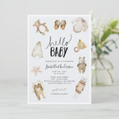 Hallo Baby Boy Boho Blue Waterverf Baby shower Kaart (Staand voorkant)