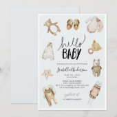 Hallo Baby Boy Boho Blue Waterverf Baby shower Kaart (Voorkant / Achterkant)