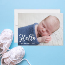 hallo Baby Boy Eenvoudig script Blauwe geboorte