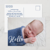Hallo Baby Boy Foto Eenvoudige Geboorteaankondigin Briefkaart (Voorkant / Achterkant)