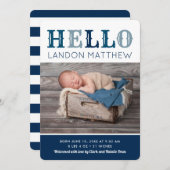 hallo Baby Boy Foto geboorteaankondiging Aankondiging (Voorkant / Achterkant)