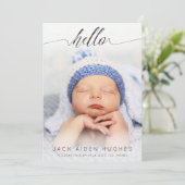 hallo Baby Boy Girl Birth Aankondiging Fotokaarten (Staand voorkant)
