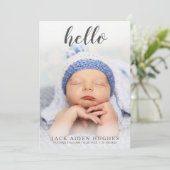 hallo Baby Boy Girl Birth Aankondiging Fotokaarten (Staand voorkant)