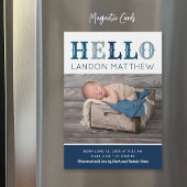 hallo Baby Boy Magnetic Photo Birth Notice