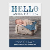 hallo Baby Boy Magnetic Photo Birth Notice (Voorkant)