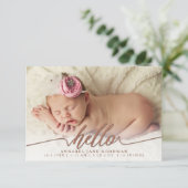 hallo Baby Bronze Birth Announding Fotokaarten Aankondiging (Staand voorkant)