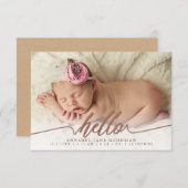 hallo Baby Bronze Birth Announding Fotokaarten Aankondiging (Voorkant / Achterkant)
