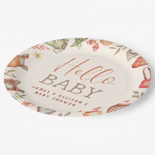 Hallo Baby Budget Herfst Boho Kleding Baby shower Papieren Bordje (Gekanteld)