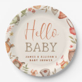 Hallo Baby Budget Herfst Boho Kleding Baby shower Papieren Bordje (Voorkant)