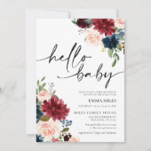 hallo Baby Burgundy Blush Baby shower Kaart (Voorkant)