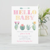 hallo Baby! Cactus Baby shower of Sip en Zie Kaart (Staand voorkant)