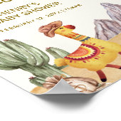 Hallo Baby Cactus Llama Cowboy Baby shower Welkom Poster (Hoek)