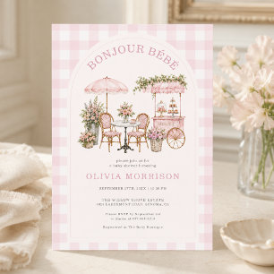 Hallo Baby Café Roze Gingham Meisje Baby Shower Kaart