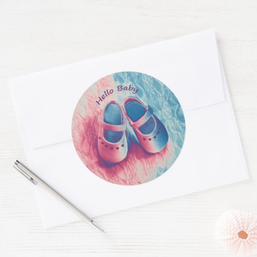 hallo Baby - charmant Ronde Sticker (Envelop)