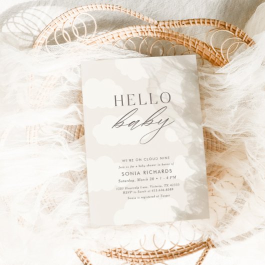 Hallo Baby | Cloud Nine Genderneutraal Baby shower Kaart