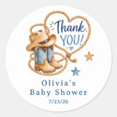Hallo Baby Cowboy Bedankt Sticker (Voorkant)