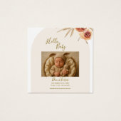 Hallo Baby Crème Pastel Gedroogde Bloemen Vierkante Visitekaartjes (Voorkant)