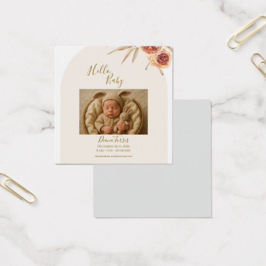 Hallo Baby Crème Pastel Gedroogde Bloemen Vierkante Visitekaartjes (Kantoor)