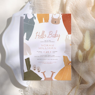 hallo Baby   Cute Boho Clothes Girl Baby shower Kaart