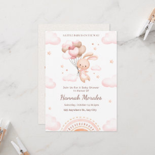 Hallo Baby   Cute Bunny Baby Shower Uitnodiging