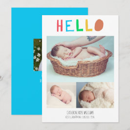hallo Baby Cute Colorful 4 Foto Collage Newborn Aankondiging