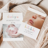 hallo Baby Cute Colorful New Baby Aankondiging