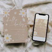 Hallo Baby Daisy Beige Baby shower Uitnodiging