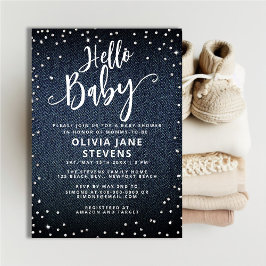 hallo Baby Denim Diamonds neutraal Baby shower Kaart