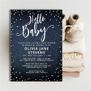 hallo Baby Denim Diamonds neutraal Baby shower Kaart