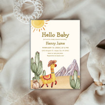 Hallo Baby Desert Cactus Llama Cowboy Baby shower
